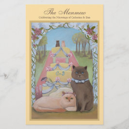 Cat Couple Yellow Wedding Menu Card