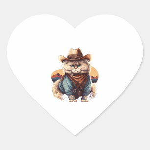Cat Cowboy Hat meow Cowboy Cat Meme Herz-Aufkleber