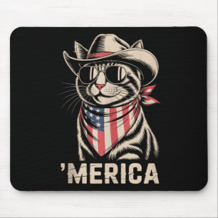 Cat Cowboy Merica Kitten Patriot Boys 4. Juli Mousepad