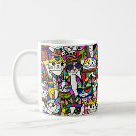 Cat Crazy Clowder Katzen, buntes Geschenk Kaffeetasse