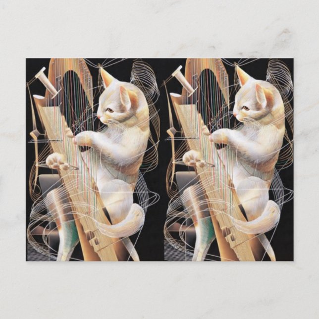 Cat Crescendo – Surrealist Art Postcard Postkarte (Vorderseite)