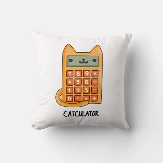 Cat-culator Funny Calculator Pun Kissen (Vorderseite)