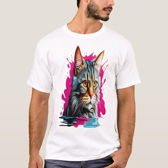 Cat Curious T-Shirt (Vorderseite)