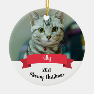 Cat Custom Christmas Keramik Ornament