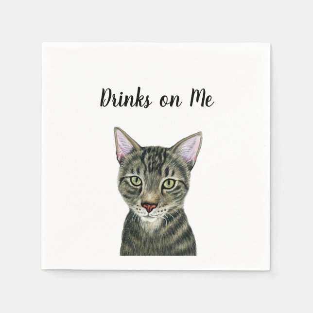 Cat Custom Cocktail Napkin Serviette (Vorderseite)