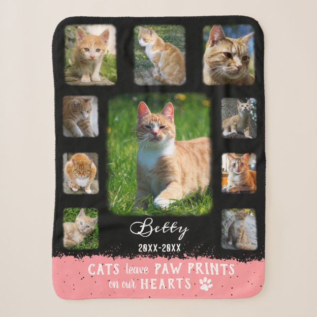 Cat Custom Foto Collage ausgeblendete Grenzen Schw Sherpadecke (Vorderseite)