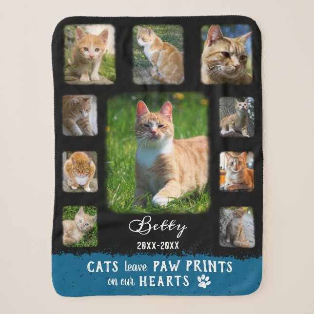 Cat Custom Foto Collage verblichene Grenzen Schwar Sherpadecke (Vorderseite)