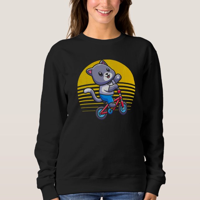 Cat Cute BMX Bike Boys Girls Bicycle Sweatshirt (Vorderseite)
