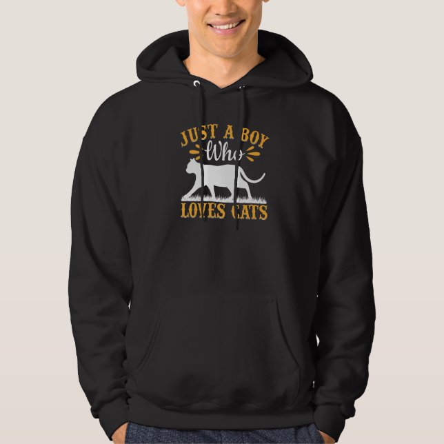 Cat Cute Cat Owner I Just A Boy Who Loves Cats Hoodie (Vorderseite)