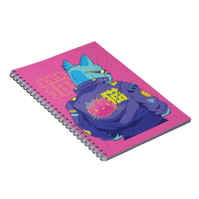 Cat Cyberpunk Stilvolles Design Notizblock (Rechte Seite)