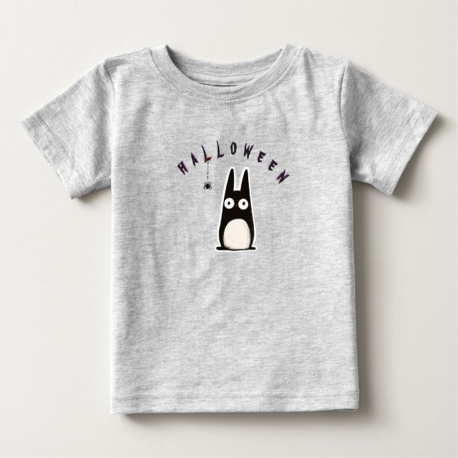 Cat d’Halloween + spider, Personalized Baby T-shirt (Vorderseite)