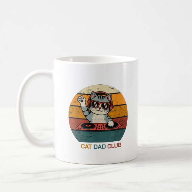 CAT DAD CLUB / Funny Retro misician Kaffeetasse (Links)