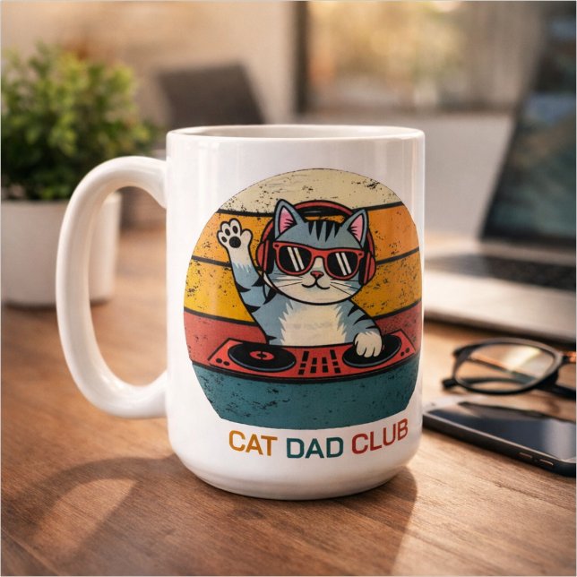CAT DAD CLUB / Funny Retro misician Kaffeetasse (Von Creator hochgeladen)