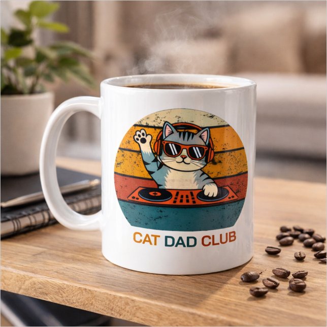 CAT DAD CLUB / Funny Retro misician Kaffeetasse (Von Creator hochgeladen)
