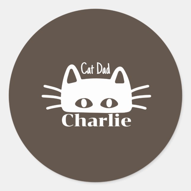 Cat Dad custom cat name Runder Aufkleber (Vorderseite)