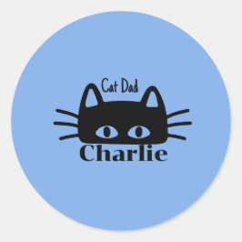 Cat Dad custom cat name Runder Aufkleber
