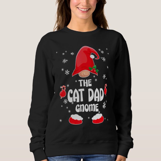 Cat Dad Gnome Family Matching Christmas Pajama Sweatshirt (Vorderseite)