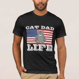 CAT DAD LIFE FÊTE DES PÈRES T-SHIRTS PATRIOTIQUES