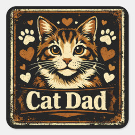 Cat Dad – Stolz Feline Vater Humor Liebe Quadratischer Aufkleber