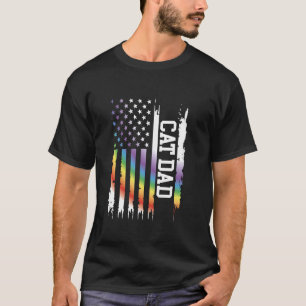 Cat Dad Vereinigte Staaten Distressed Regenbogen m T-Shirt
