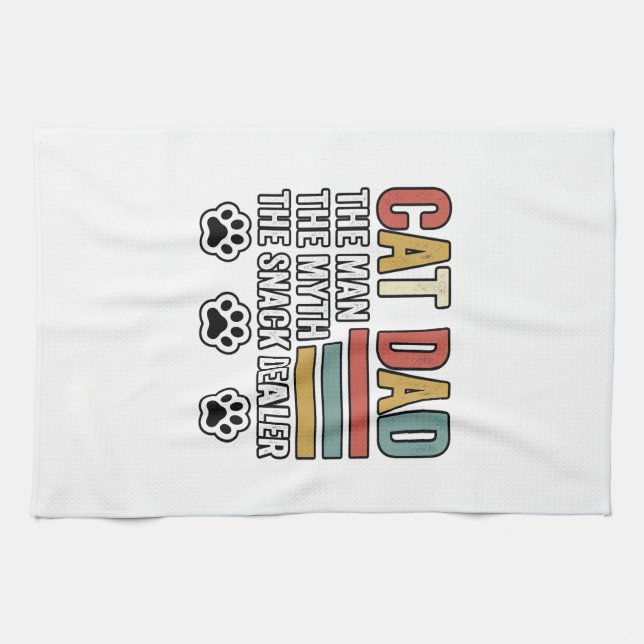 Cat Dad Vintage Lustiger Snackhändler-Shirt-Design Geschirrtuch (Horizontal)