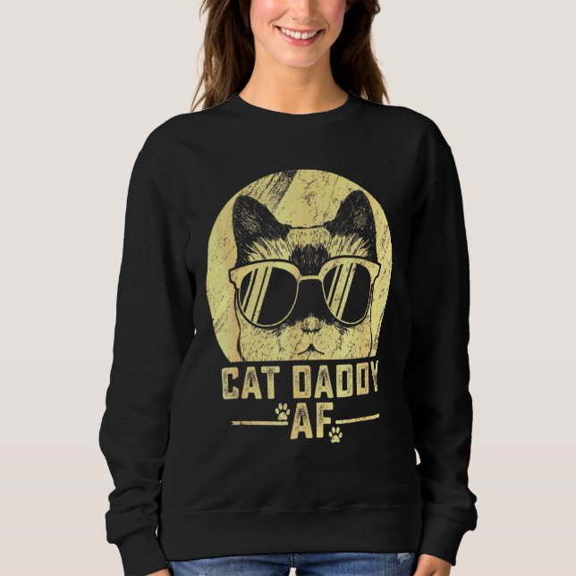 Cat Daddy Af Sonnenbrille Vintag Retro Sweatshirt (Vorderseite)