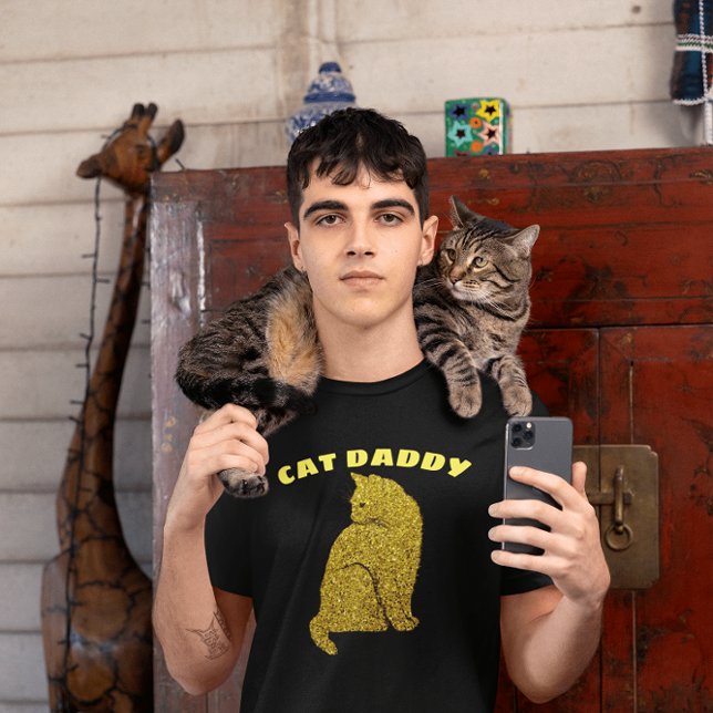 CAT DADDY CAT VATER GLITZER T - SHIRT (Von Creator hochgeladen)