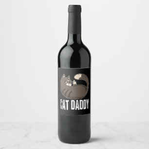 Cat Daddy   Funny Cat Lover zum Vatertag Weinetikett