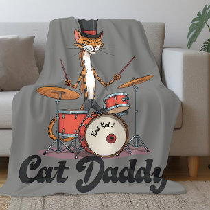 Cat Daddy Musiker Jazz Musik Schlagzeuger Katzen Fleecedecke