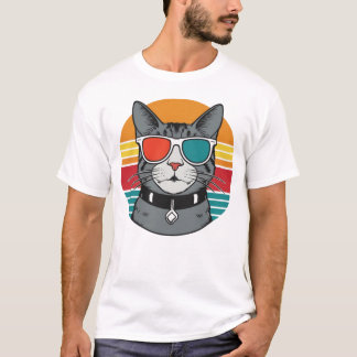Cat Daddy Sonnenbrille Sonnenuntergang Retro Fell T-Shirt