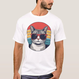 Cat Daddy Sonnenbrille Sonnenuntergang Retro Fell T-Shirt
