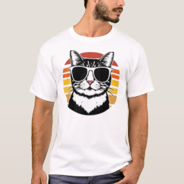 Cat Daddy Sunglasses Sunset Retro Fur Dad Papa T-Shirt