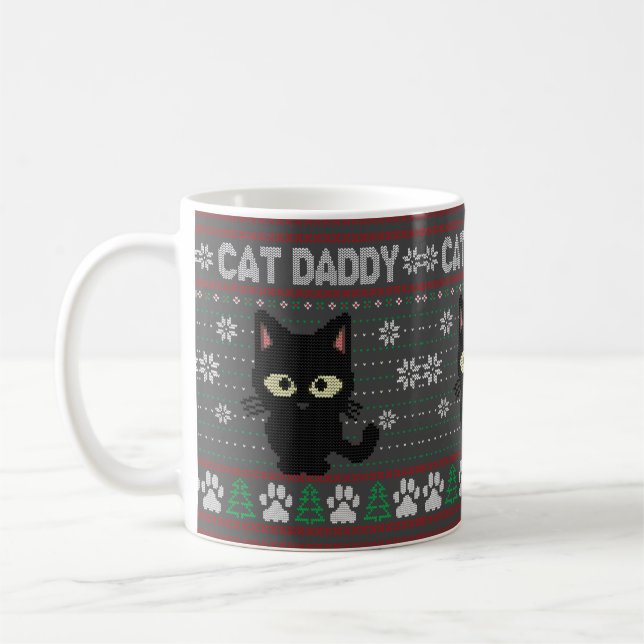 Cat Daddy Ugly Christmas Sweater Pajama Kitty Cat Kaffeetasse (Links)