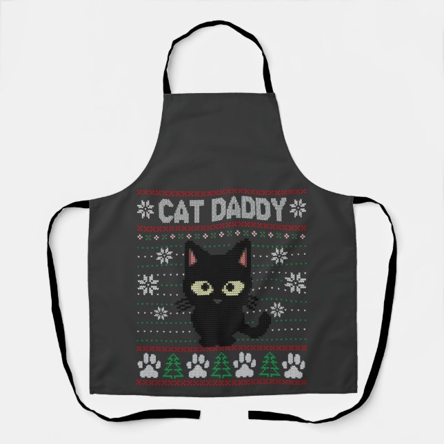 Cat Daddy Ugly Christmas Sweater Pajama Kitty Cat Schürze (Vorderseite)