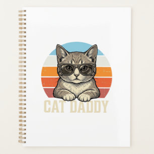 Cat Daddy Vintage Sonnenuntergang Coole Katze-Shir Planer