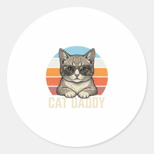 Cat Daddy Vintage Sonnenuntergang Coole Katze-Shir Runder Aufkleber