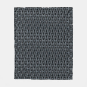 Cat Damask Large Print Slate Fleece Blanken