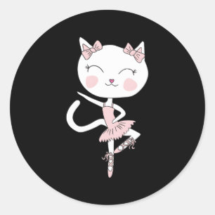Cat Dance Ballerina Tanzen Pirouette Tutu Runder Aufkleber