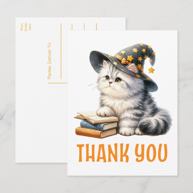 Cat Danke Kitten Hexenmeisterschaft Buch Lover Postkarte (Vorne/Hinten)