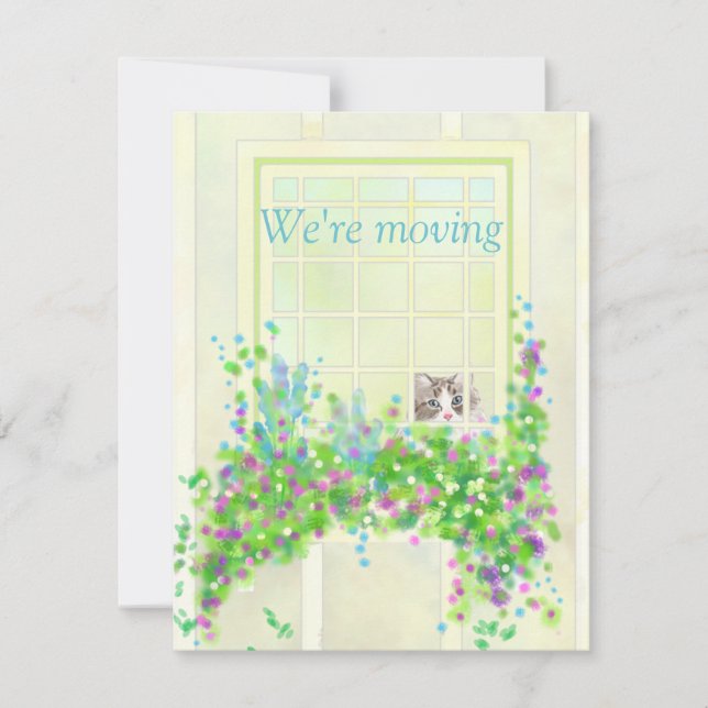 Cat Dans La Fenêtre Nouvelle Adresse Carte Note Pl (Devant)