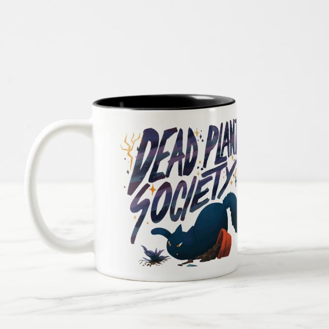 Cat Dead Pflanze Society Zweifarbige Tasse (Links)