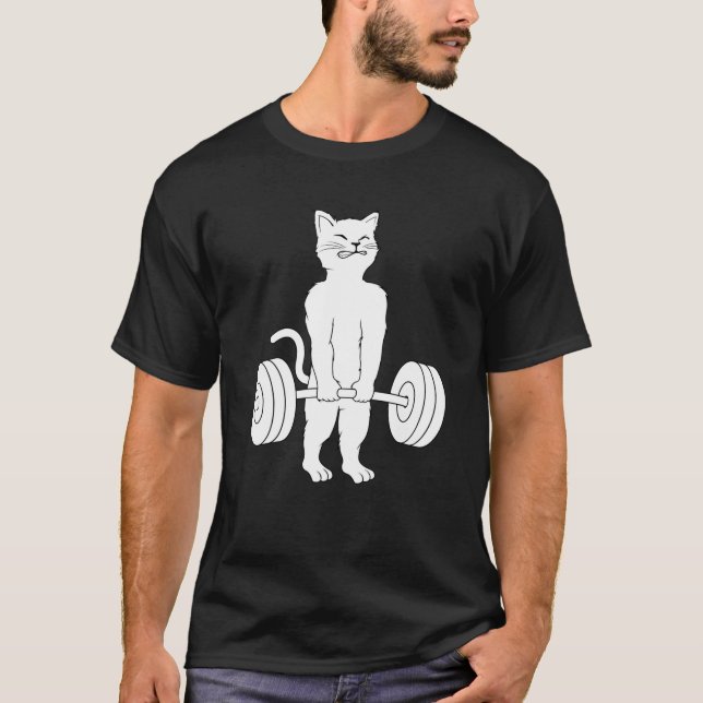 Cat Deadlif Powerlifting Kitty Tee Weightlifting C (Vorderseite)