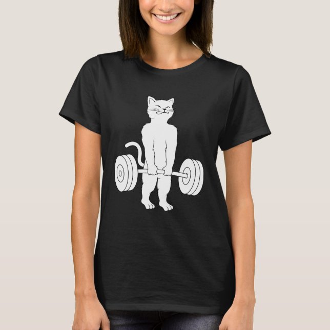 Cat Deadlif Powerlifting Kitty Weightlifting Cat T-Shirt (Vorderseite)