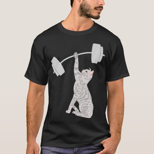 Cat Deadlift Funny Fitness Gym Lover Cat T-Shirt (Vorderseite)