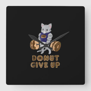 Cat Deadlift Power Hebe Donut Gym Quadratische Wanduhr