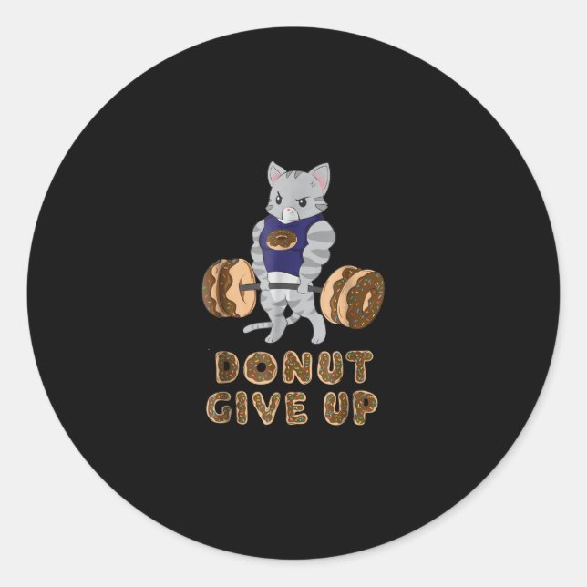 Cat Deadlift Power Hebe Donut Gym Runder Aufkleber (Vorderseite)