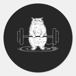Cat Deadlift Powerlift Kitty Muskel Niedliche Katz Runder Aufkleber
