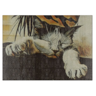 Cat Decorative Glass Chopping Board 15" x 11" Schneidebrett