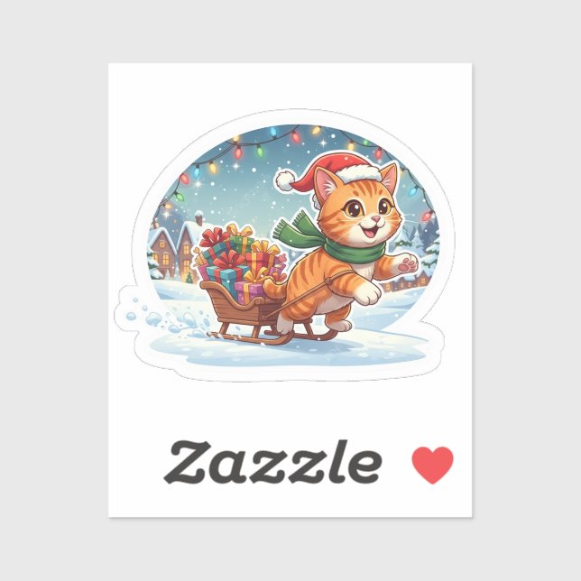 Cat Delivery Express Funny Christmas Presents  Aufkleber (Blatt)