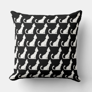 Cat Design Black Throw Kissen